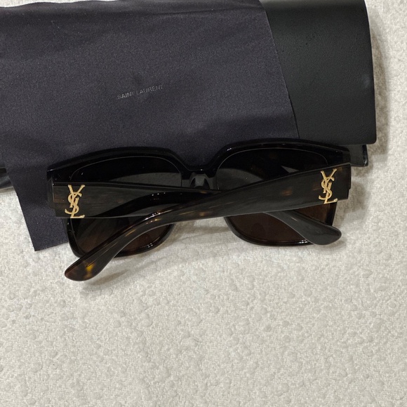 Saint Laurent Sunglasses Shiny Dark / BROWN Lenses main image 5